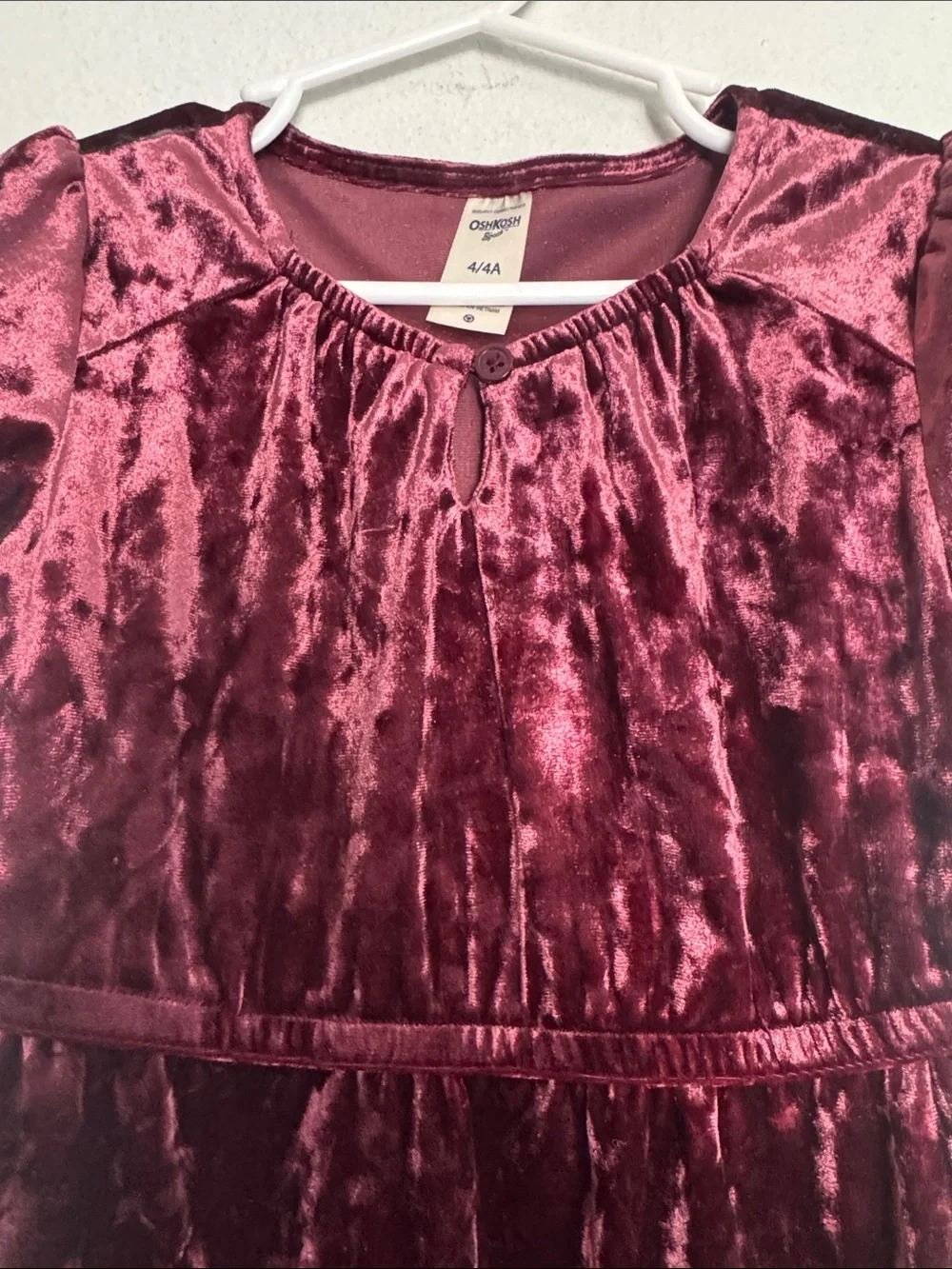 OshKosh B'gosh Velvet Burgundy Puff-Sleeve Dress